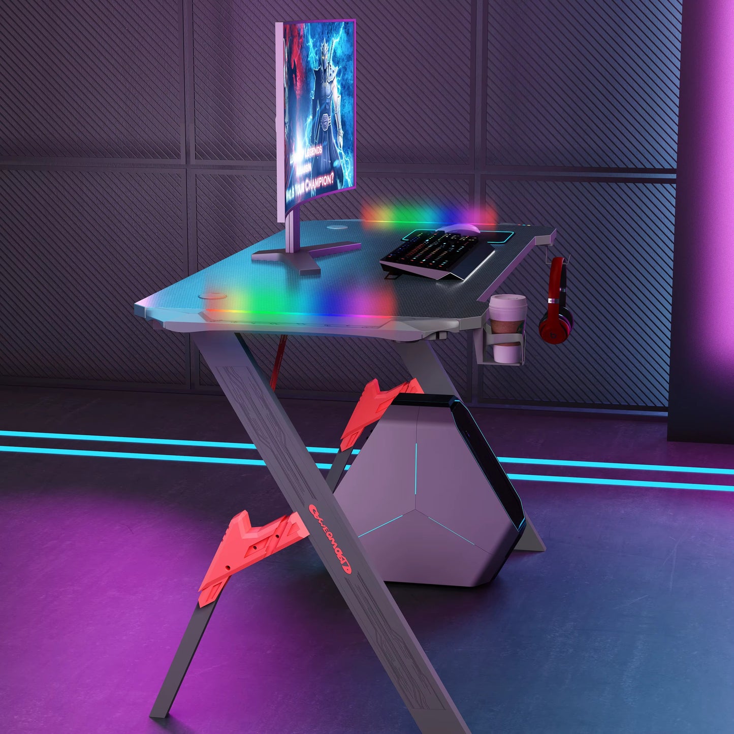Gamax D2022 Carbon Fiber RGB Gaming Desk 140 cm