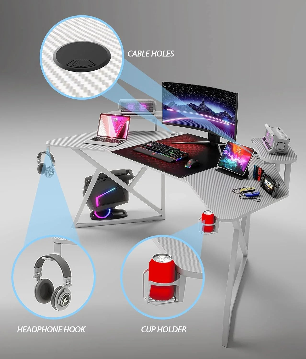GAMAX D2204B Curved Gaming Desk